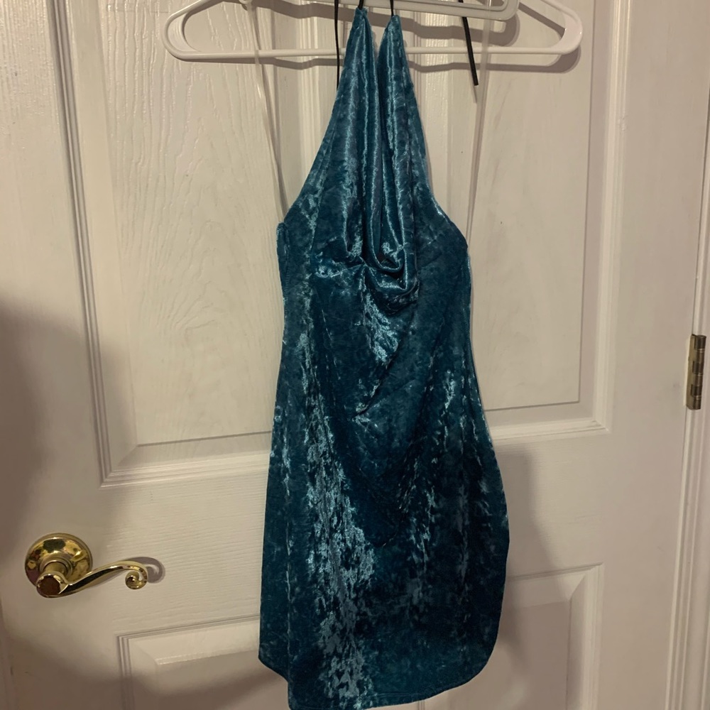 Velvet, tight, short, open back. Charlotte Russe